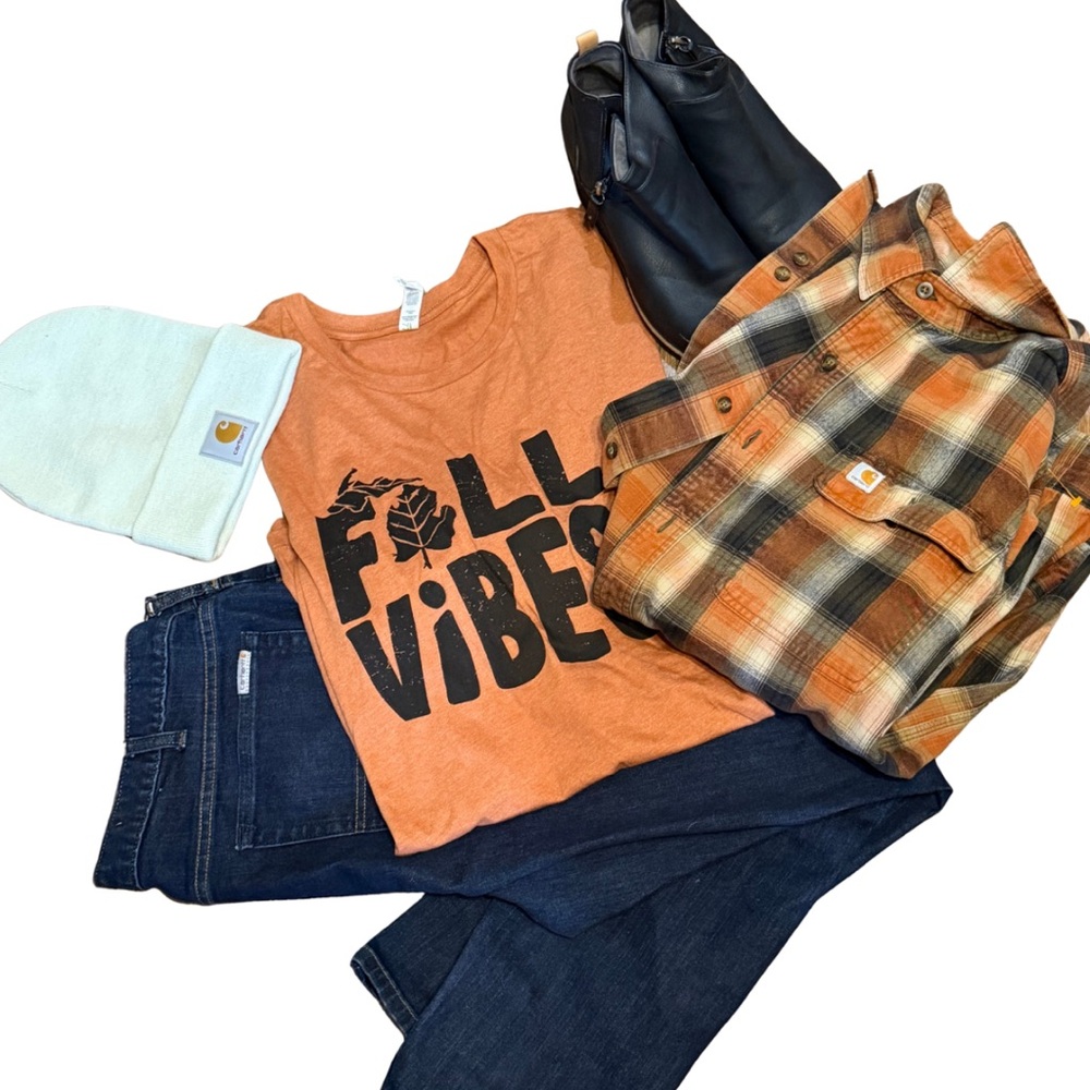 Fall Vibes Burnt Orange Graphic Tee Bella‎ + Canvas Unisex Medium Cozy Top - Picture 2 of 7